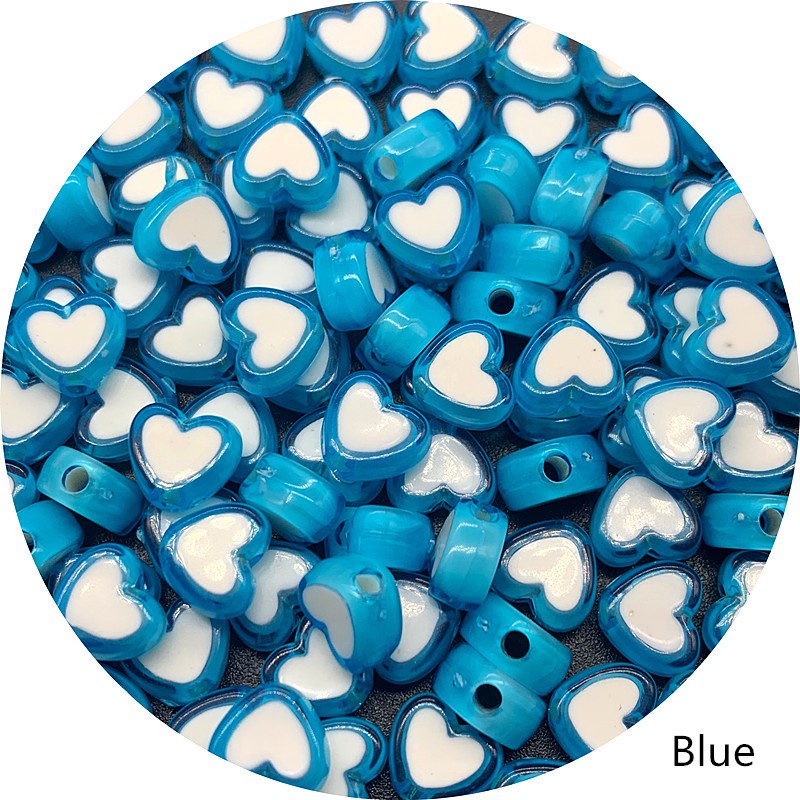Bộ 50 Hạt Xỏ Hình Trái Tim 8mm Làm Trang Sức Thủ Công