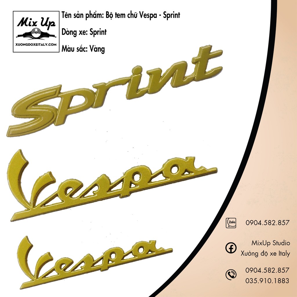 BỘ TEM CHỮ DÒNG XE VESPA SPRINT