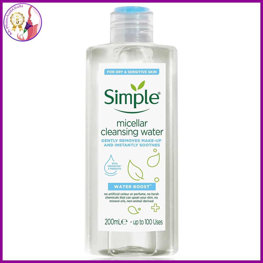 Nước tẩy trang simple làm sạch da chuyên sâu cleansing water 200ml - uk