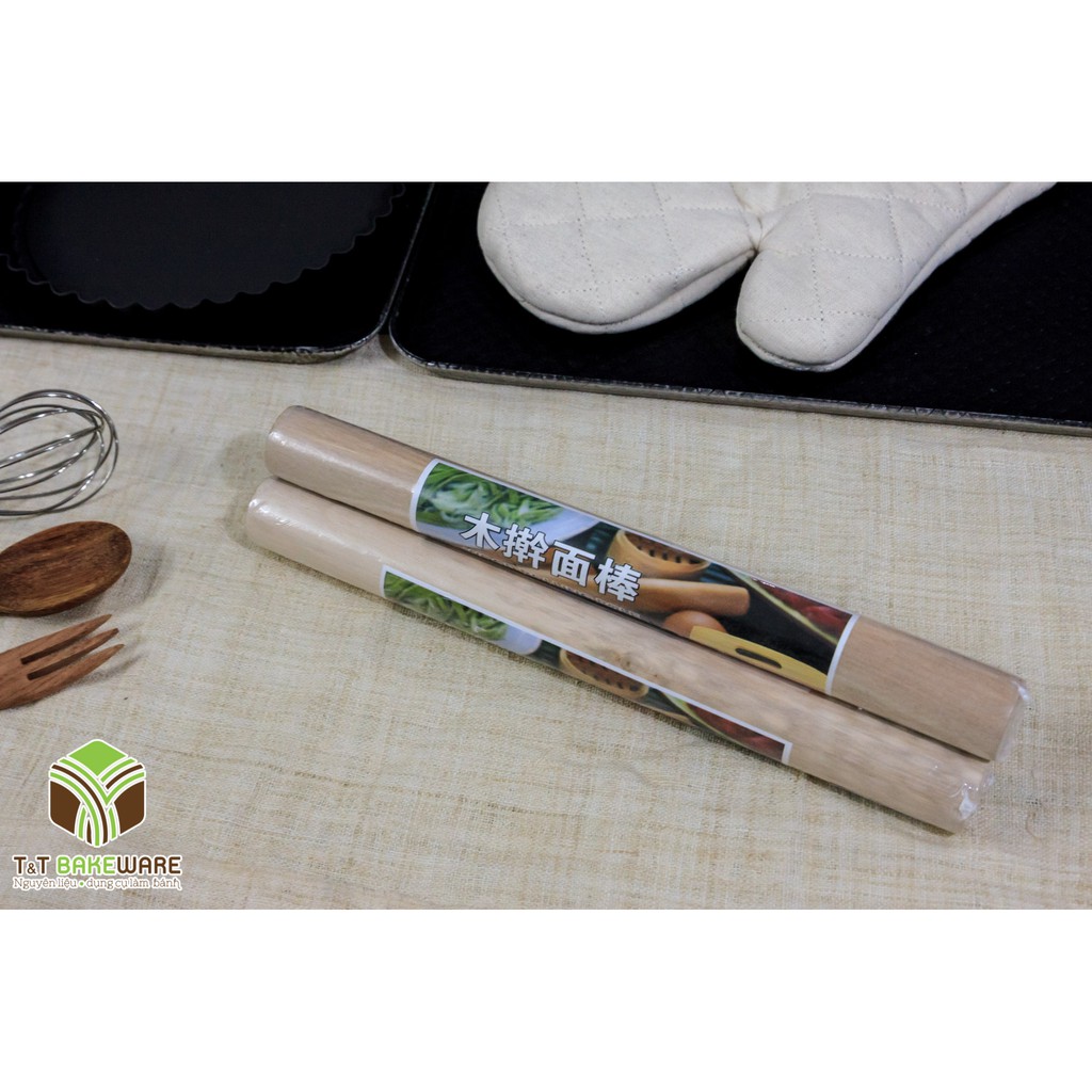 Cán bột bằng gỗ thẳng dùng trong làm bánh