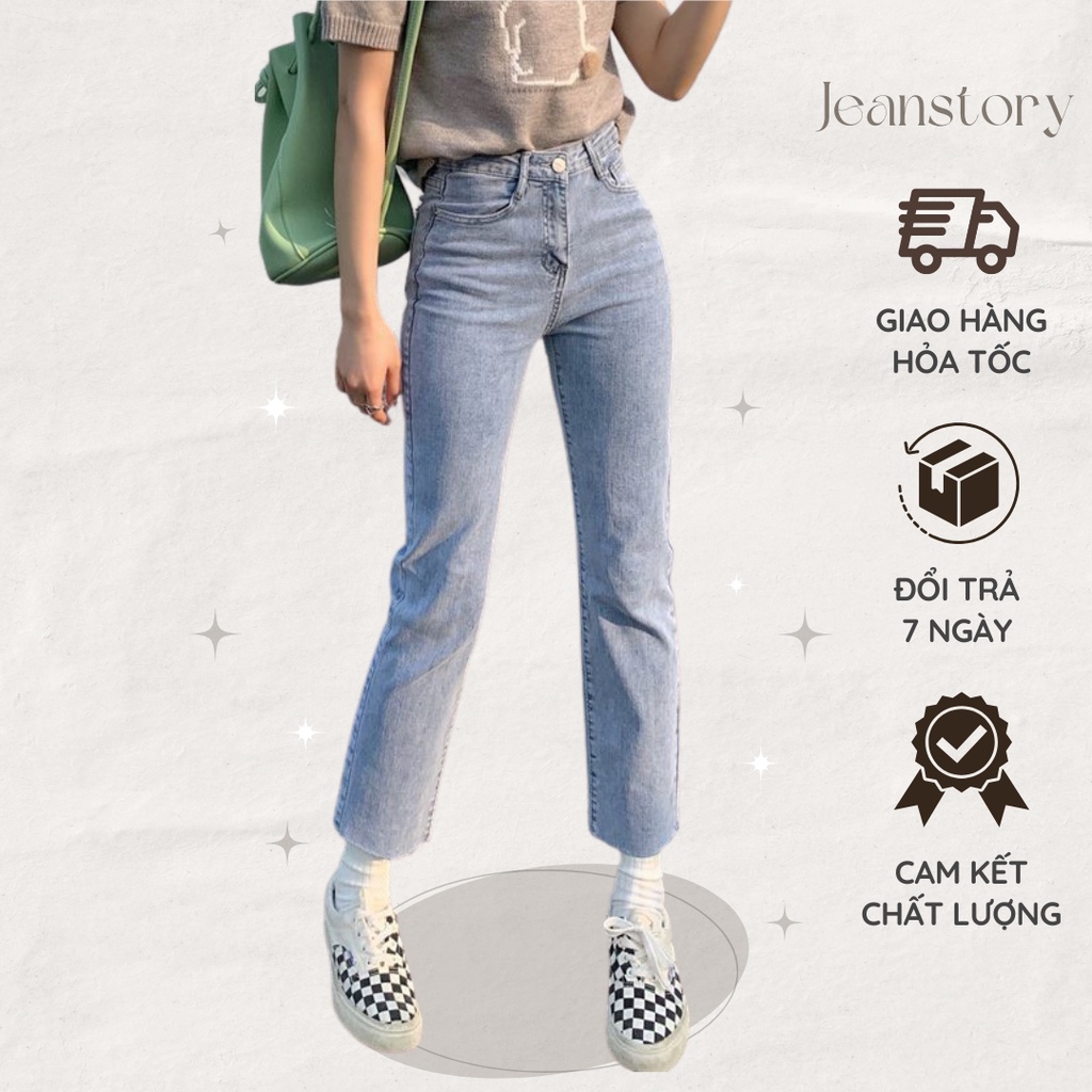 Quần Jeans Ống Đứng Co Dãn Xanh Nhạt