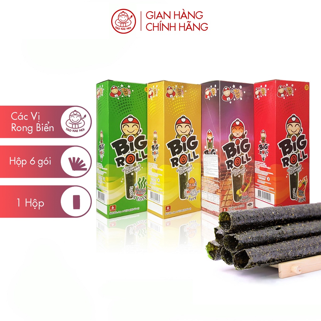 Snack rong biển Taokaenoi Big roll - Hộp 6 gói_ gói 3g