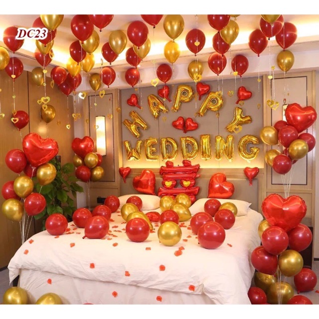 SET BONG BÓNG TRANG TRÍ PHÒNG CƯỚI TẶNG BƠM + KEO