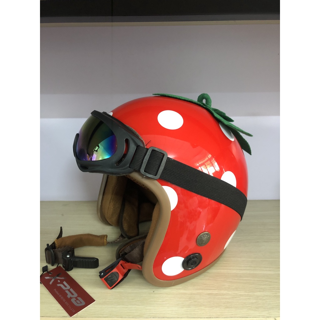 Nón Bảo Hiểm 3/4 - Xpro - Dâu Tây mũ bảo hiểm 3/4 đầu hình trái cây