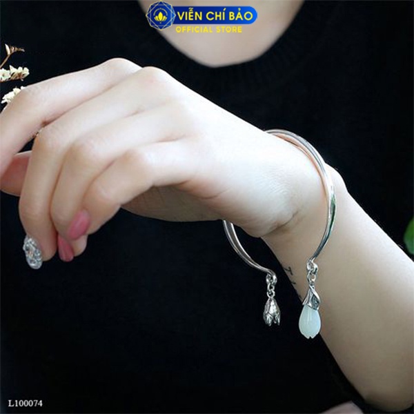 Vòng tay bạc nữ hoa mộc lan chất liệu bạc Thái 925 thời trang phụ kiện trang sức Viễn Chí Bảo L100074
