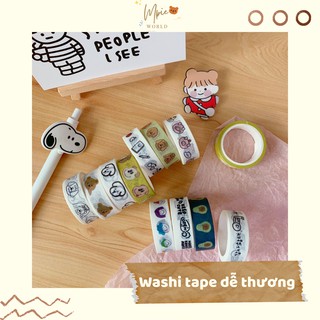 Băng keo washi tape nhiều họa tiết dài 5m xinh xắn