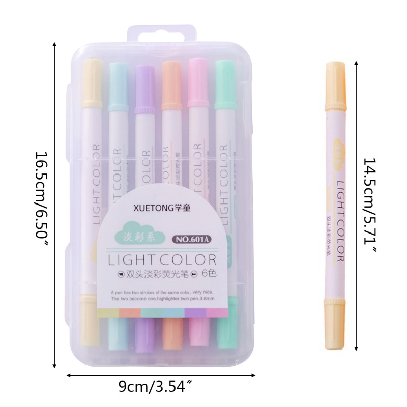 Bút đánh dấu hai đầu 6 màu huỳnh quang