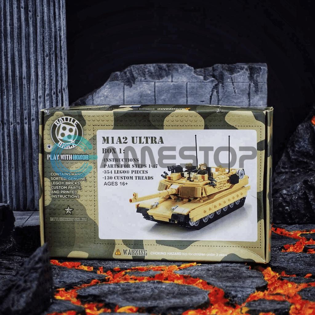 Mô hình LEGO M1A2 Ultra Battle Tank Battle Brick 2 Box Mô hình lắp ráp Nhựa PVC ABS Chính hãng Mỹ LGBB04