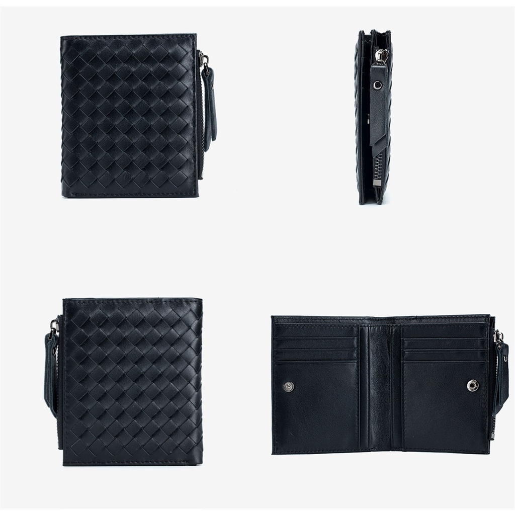 Ví Da Cừu Siêu Mỏng Dáng Ngắn Có Khóa Kéo Đựng Thẻ/Tiền Xu Thời Trang Mới