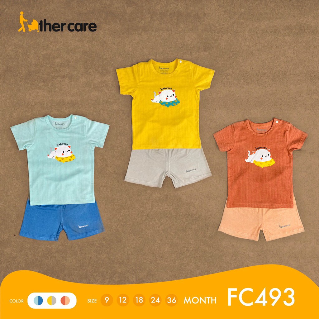 Bộ Quần Áo Trẻ em CT FatherCare Cài Vai - In hình Mèo FC493