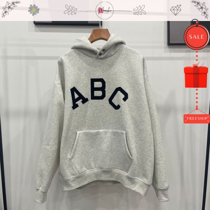 Áo Hoodie Cổ Cúc ABC Chất Nỉ Nam Nữ G0109 Dáng Rộng In Chữ 2 Màu | BigBuy360 - bigbuy360.vn