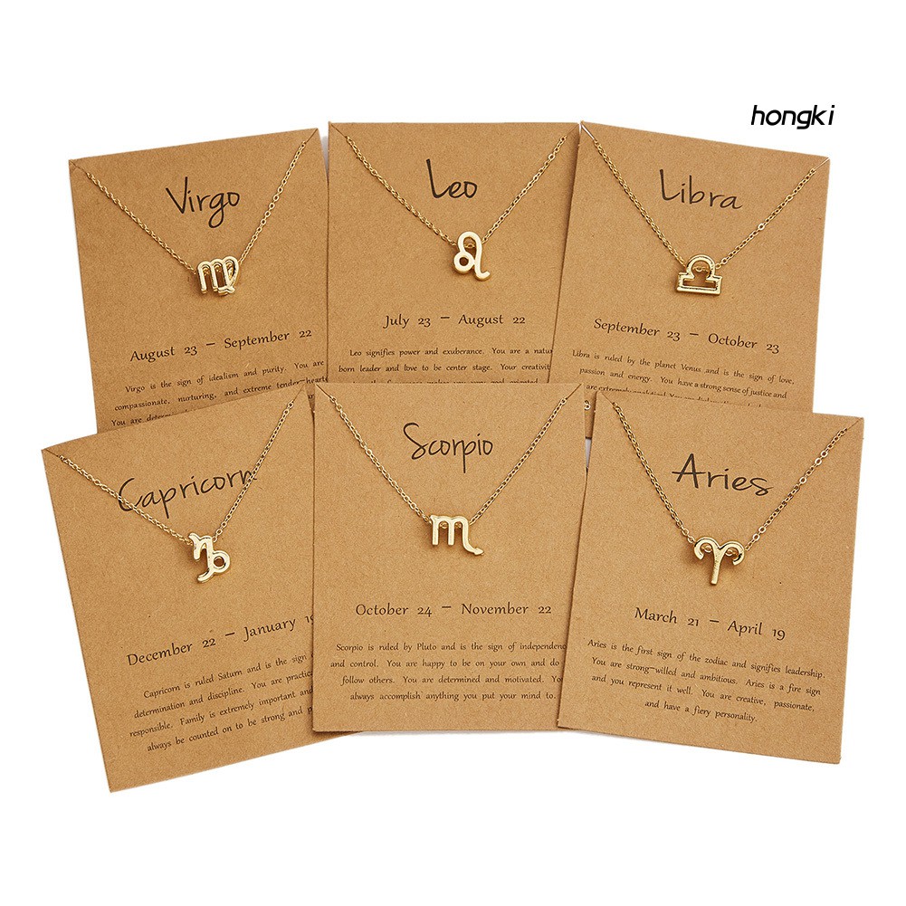 Vòng cổ mạ vàng thiết kế mặt dây hình biểu tượng 12 chòm sao thời trang xinh xắn cho nữ