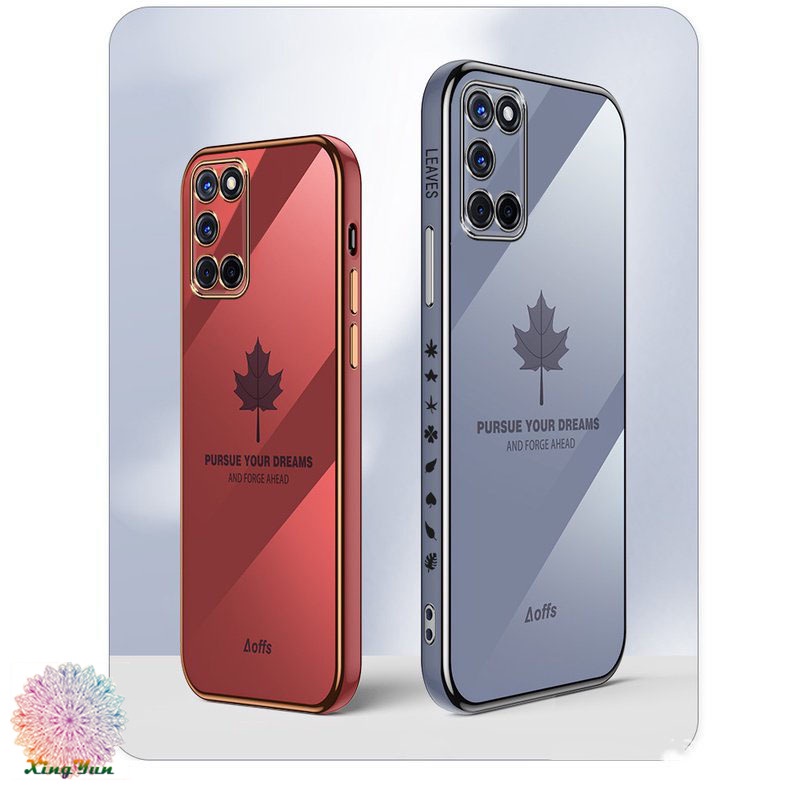 Ốp Điện Thoại Mềm Họa Tiết Lá Phong Có Dây Đeo Cho OPPO Reno 4SE 5 5K 5Pro 5Pro+ 6 6Z