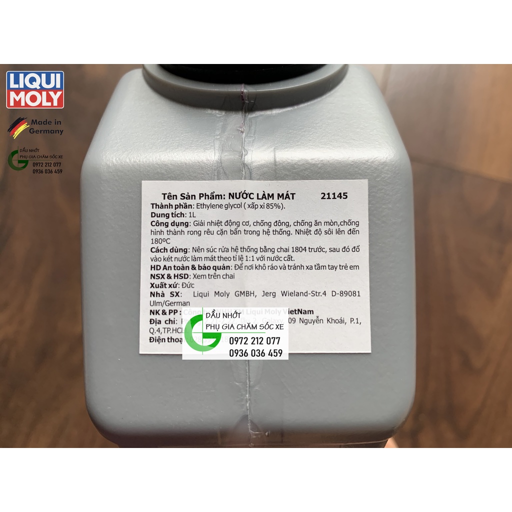 Nước làm mát nguyên chất Liqui Moly Coolant 21145 cho động cơ ô tô, xe máy