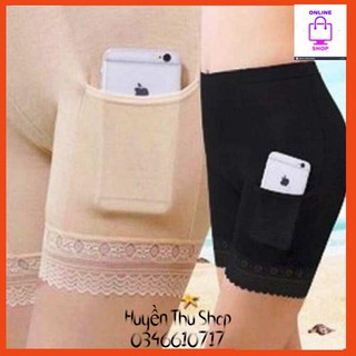 Quần đùi mặc trong váy cotton có túi