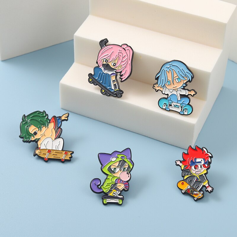 Ghim cài áo QIHE JEWELRY hình nhân vật hoạt hình anime 5 kiểu thời trang dễ thương