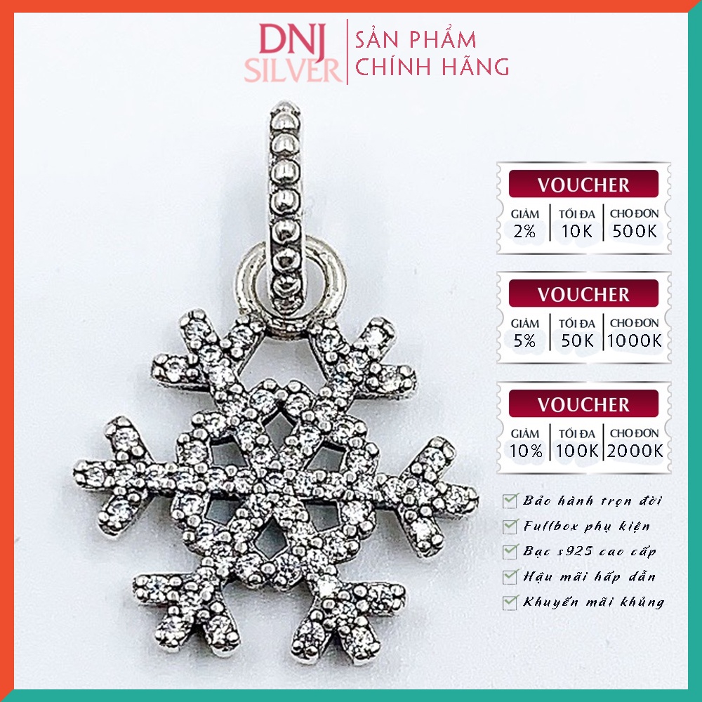 [Hàng cao cấp] Vòng tay bạc 925 cao cấp dành cho nữ - Vòng tay charm bạc chủ đề tuyết tinh khôi, trong trắng - DNB003