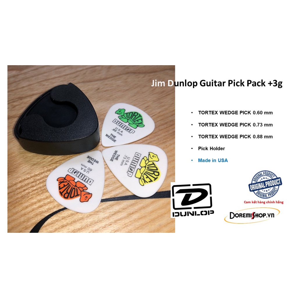 Bộ phím gảy guitar kèm hộp đựng phím Jim Dunlop Guitar Pick Pack +3