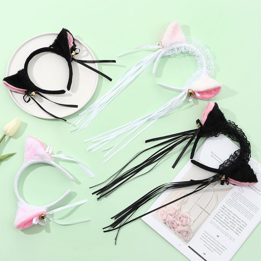 CACTU Cài Tóc Tai Mèo Lông Xù Đính Chuông Hóa Trang Đáng Yêu