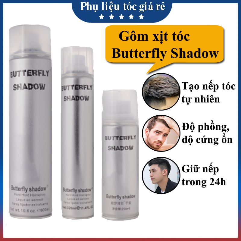 Gôm xịt tóc Butterfly Shadow 150ml 320ml 600ml Chính hãng, Gôm bạc giữ nếp tạo kiểu nam nữ