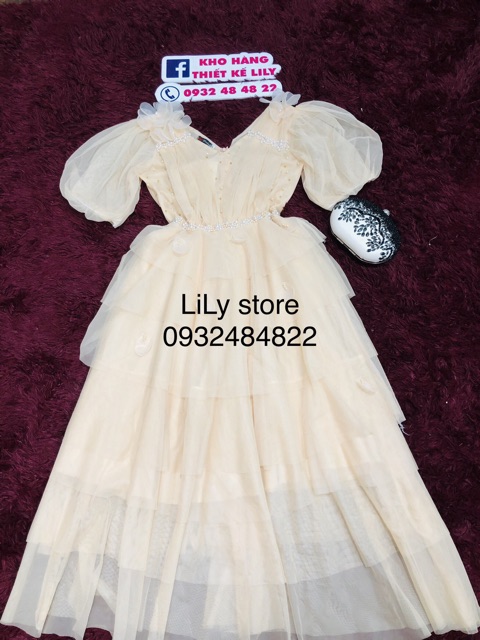 Đầm tầng đính hoa 3D ( ẢNH VÀ VIDEO THẬT 1000)