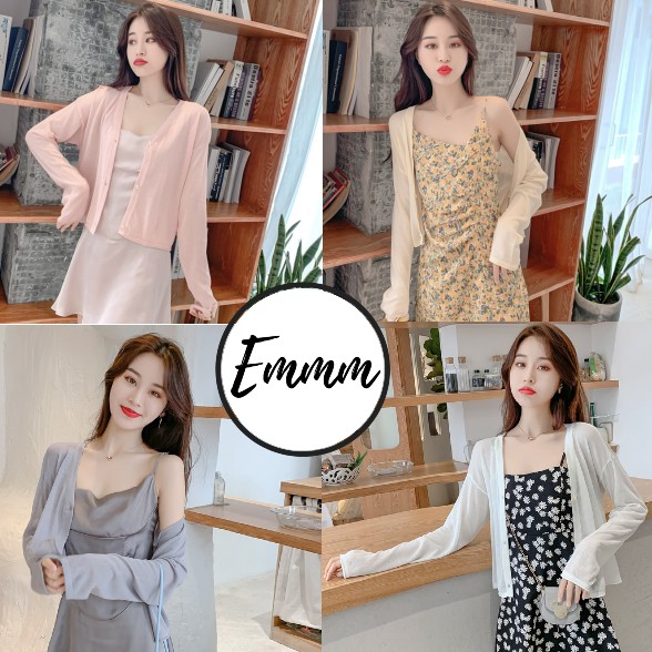 Áo cardigan len mỏng nút hoa hàng Quảng Châu Freesize