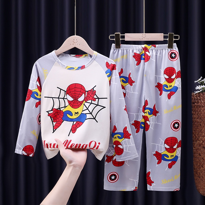 Bộ Đồ Ngủ Cotton Tay Dài In Họa Tiết Hoạt Hình Phong Cách Hàn Quốc Cho Bé