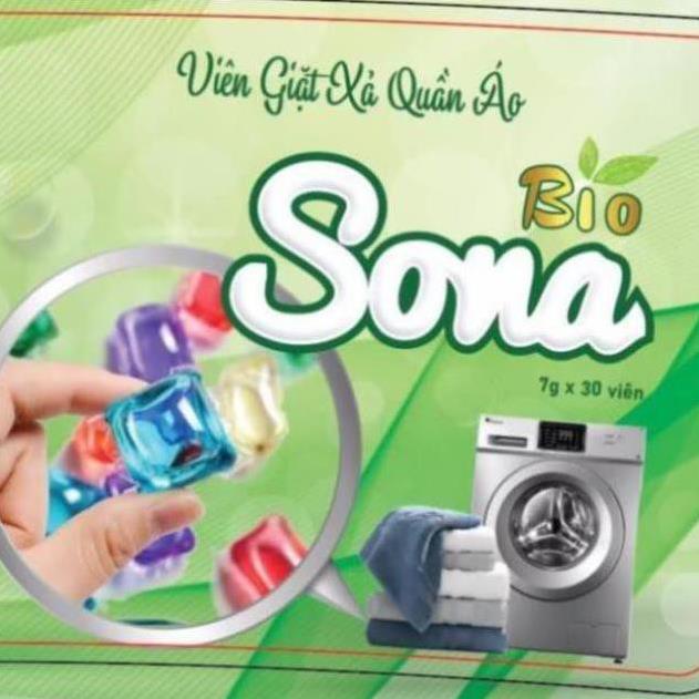 Viên giặt xả quần áo Sona 2 in 1 hộp 30 viên - Viên nước giặt máy giặt an toàn cho da