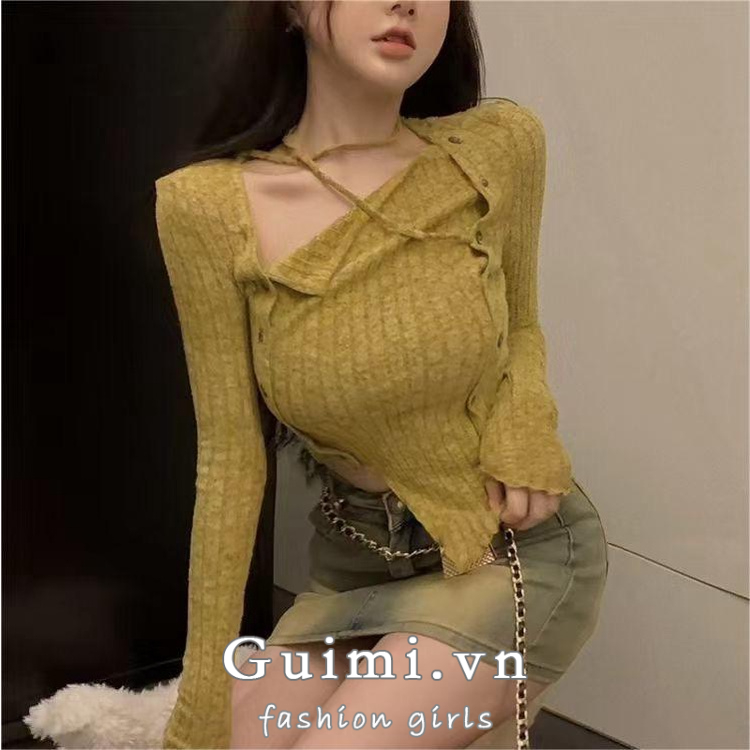 Áo Dệt Kim Tay Dài Cổ Vuông Phong Cách Hàn Quốc Thời Trang Mùa Thu Mới Cho Nữ