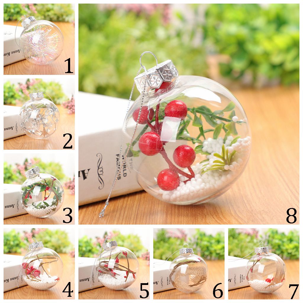 EXPEN Cute Christmas Pendant Filling Berry Home Decoration Xmas Tree Ornaments Transparent Hollow Crafts Hanging Ball Festival Gift Multi-Style Decorative Balls