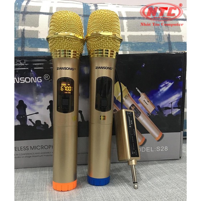 Bộ 2 micro karaoke không dây Zansong S28 kết nối uhf cho loa kéo - Hỗ trợ các thiết bị có jack cắm 3.5mm và 6.5mm