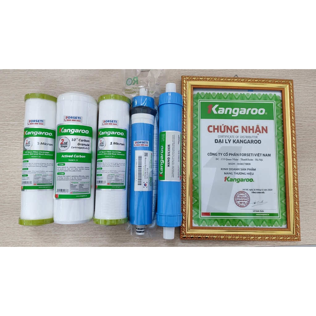 Trọn bộ 5 lõi lọc nước Kangaroo chính hãng dùng cho máy lọc nước Kangaroo KG102A VERTU