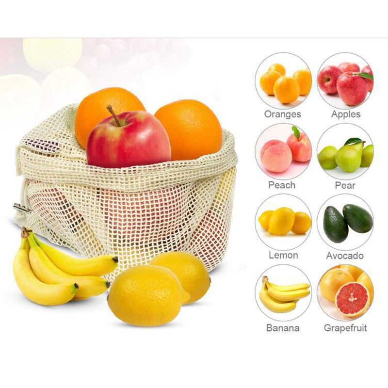 Set 7 Túi Lưới Cotton Đựng Đồ Đa Năng Có Thể Tái Sử Dụng