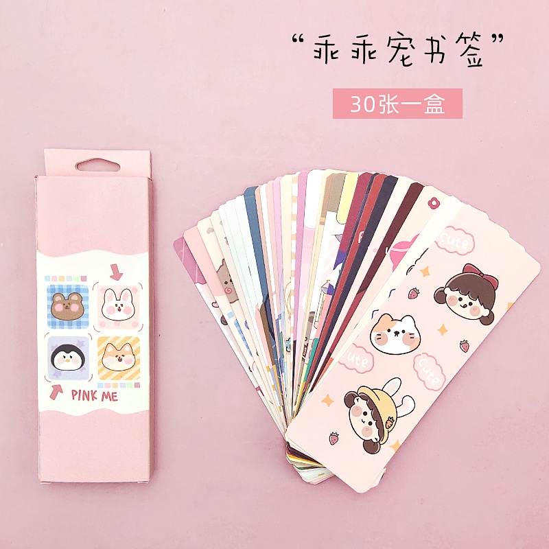 Hộp 30 thẻ đánh dấu trang sách hình gấu dễ thương tiện lợi