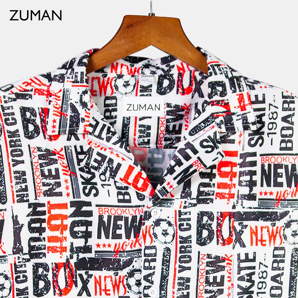 Áo sơ mi họa tiết nam tay ngắn NEW YORK SHIRT  ASM218  ZUMAN siêu chất, chất lụa cao cấp, thoáng mát