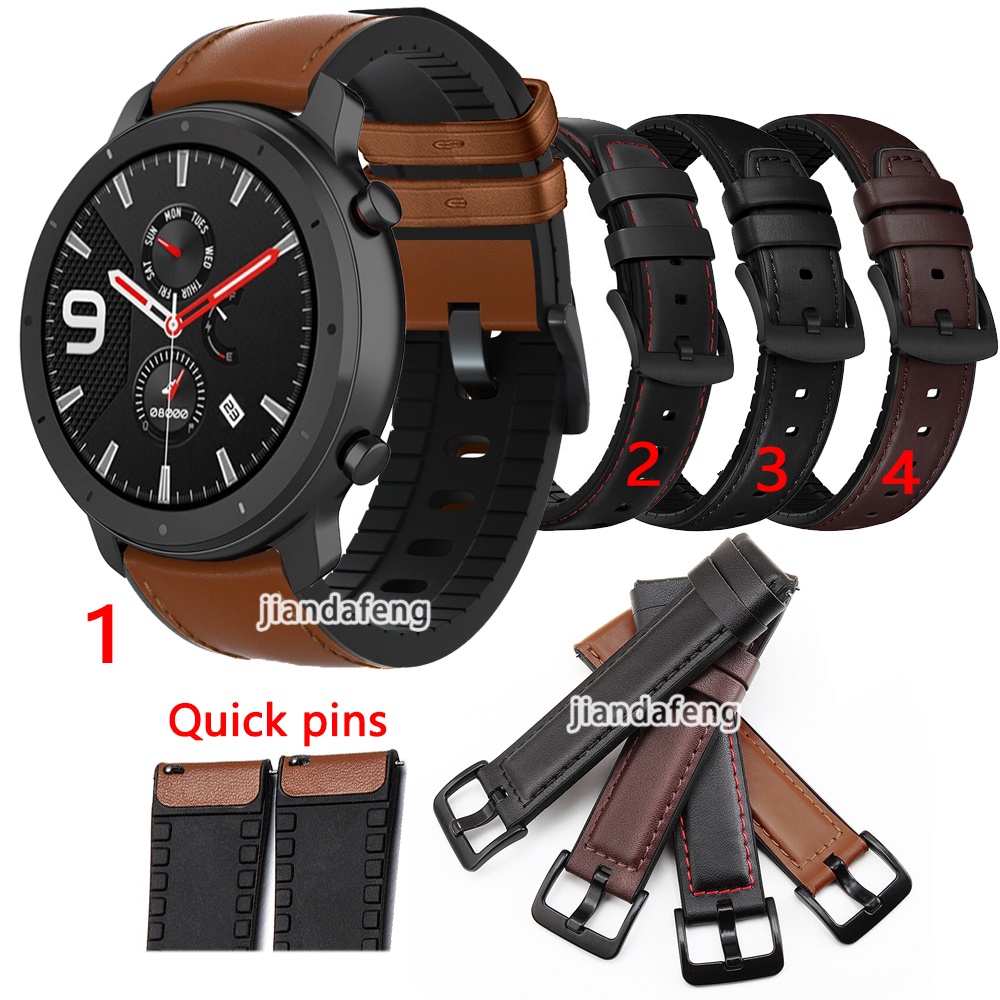 Dây Đeo Bằng Da Chống Thấm Nước Cho Đồng Hồ Thông Minh Huami Amazfit GTR 47mm 42mm