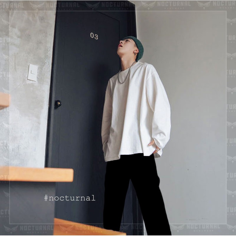 Áo Thun Nam Tay Dài Phong cách Dạo Phố 2021 Xẻ Tà Unisex Nocturnal (4 màu: Đen, Trắng, Vàng, Choco) | BigBuy360 - bigbuy360.vn