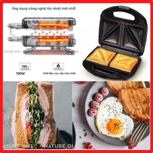 ⚡️𝐅𝐑𝐄𝐄 𝐒𝐇𝐈𝐏+ Quà⚡️ Máy Nướng Ép Bánh Mì Sandwich Rán Trứng Xúc Xích Nikai Men Chống Dính Có Bảo Hành - giadungtienloi_84