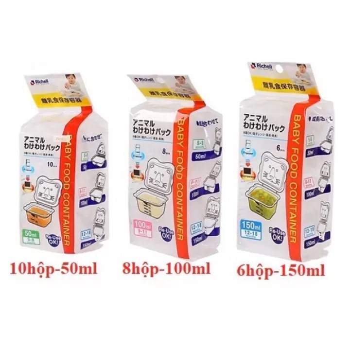 Khay trữ đông - Bộ hộp trữ thức ăn dặm RICHELL chính hãng