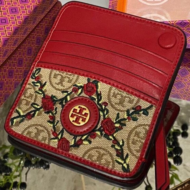 Tb Tory Burch Thêu Vintage Ngắn Ví Ly Hợp Nữ Đựng Thẻ