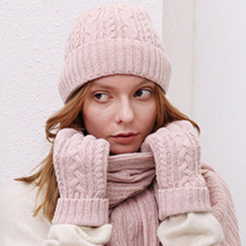 Set Mũ beanie + Găng Tay + Găng Tay + Găng Tay Cảm Ứng Thời Trang