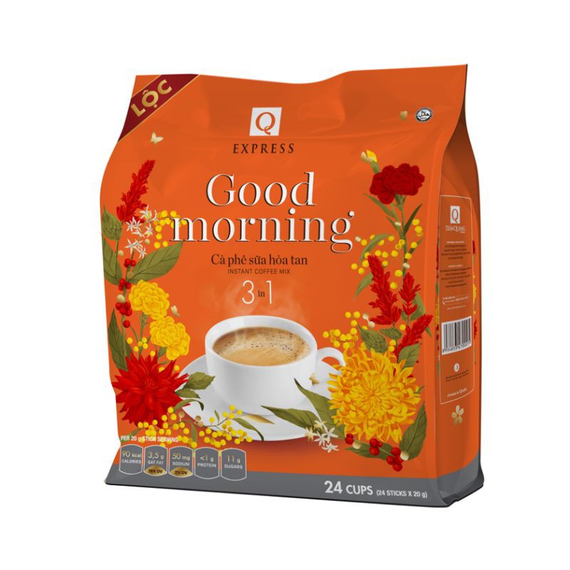 Cà Phê Hòa Tan 3in1 Good Morning Trần Quang gói 480gr (24 gói x 20gr)