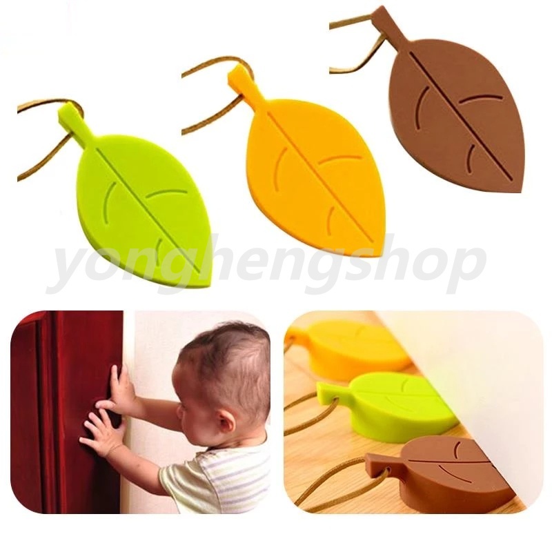 Dụng cụ chặn cửa bằng silicone hình chiếc lá bảo vệ an toàn cho bé