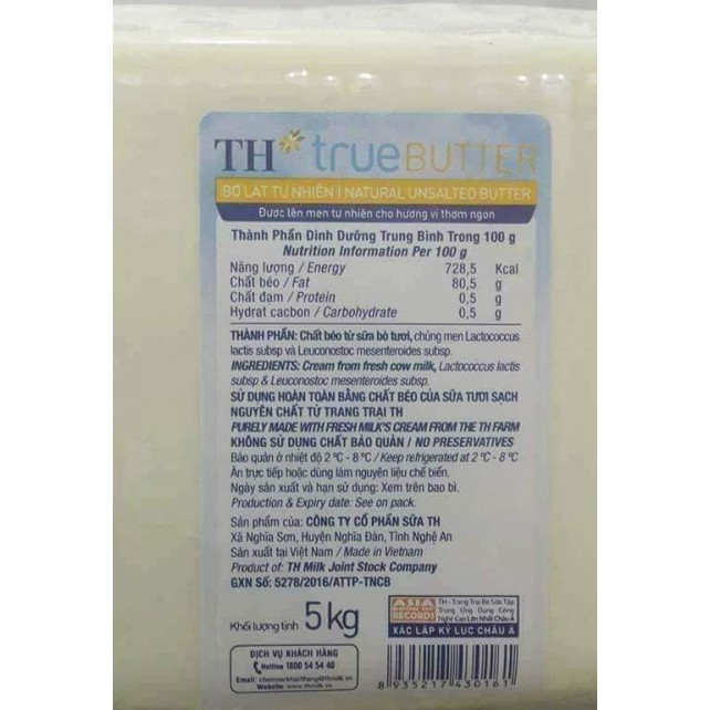 Bơ lạt tự nhiên th true milk thùng 5kg - ảnh sản phẩm 3