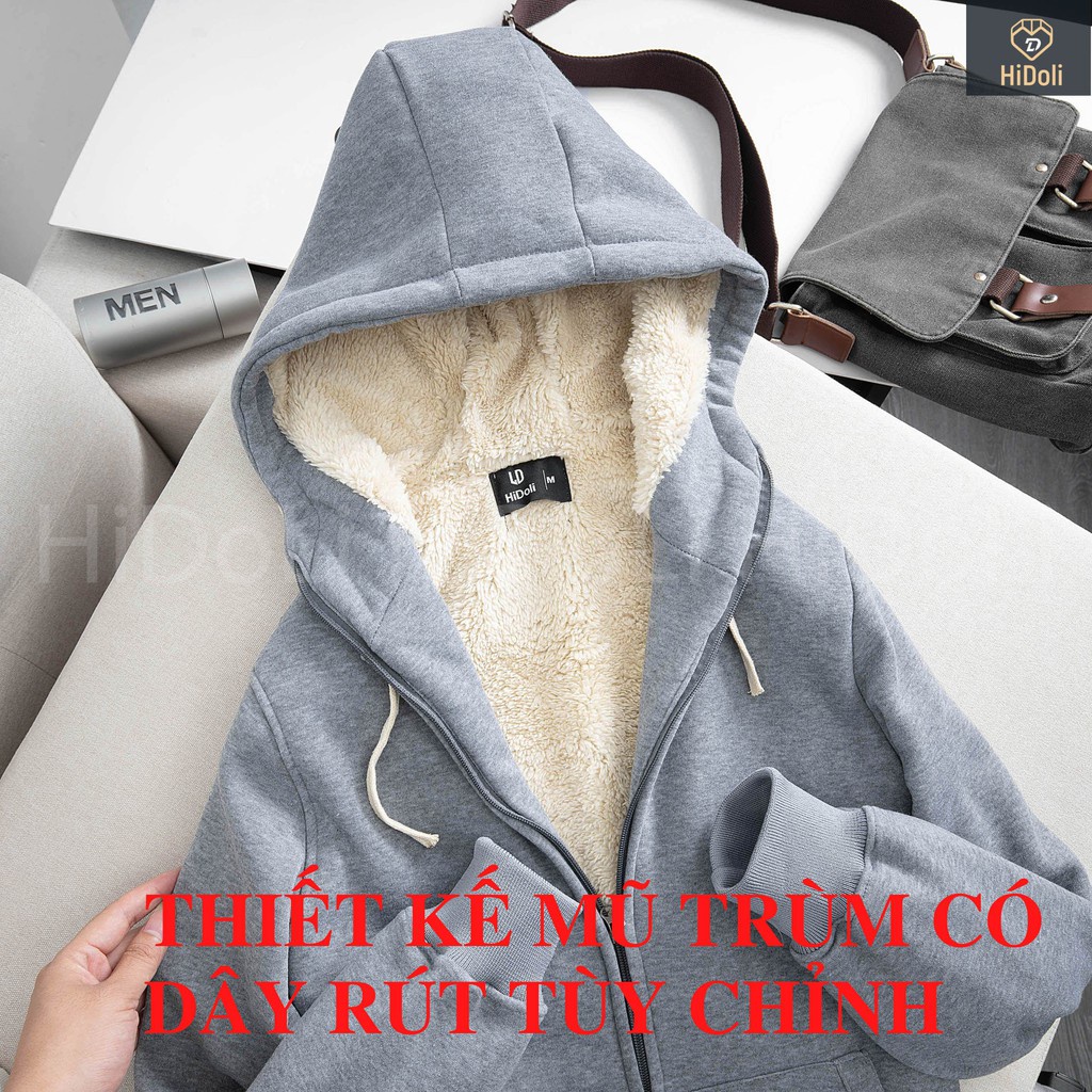 Áo khoác nỉ lót lông cừu 5 màu,áo hoodie khóa kéo thời trang - namdaishop