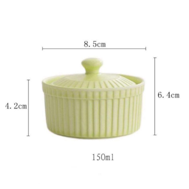 Bát chén hũ gốm sứ ramenkin có nắp đậy Nướng Hấp Bánh Flan Caramen Chưng Yến Cho bé ăn dặm hình nồi tròn rankim đựng sốt