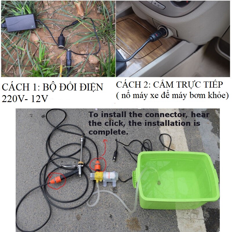 Máy rửa xe ô tô 12V  Máy rửa xe hơi di động - cắm tẩu sạc ô tô