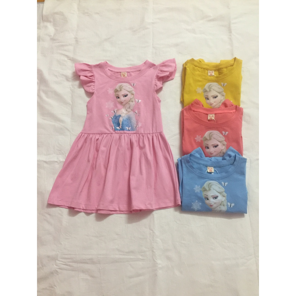 Váy Elsa mẫ cánh tiên chất cotton 100% cao cấp cho bé gái