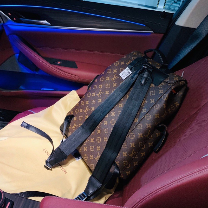 Balo thời trang đeo vai da cao cấp thêu hoạ tiết dáng to khoá dây rút louis vuitton LV