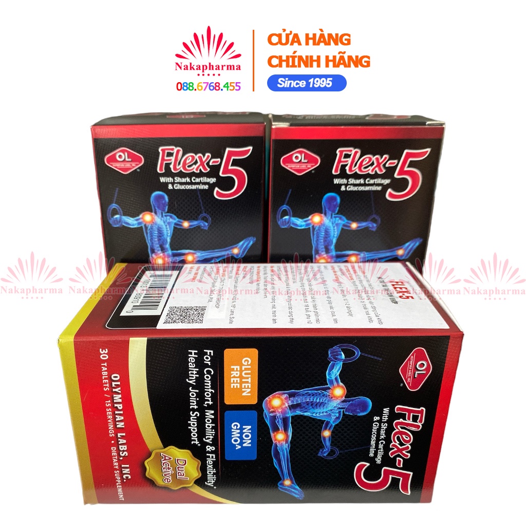 Viên bổ khớp Olympian Labs Flex-5 - Hỗ trợ tái tạo sụn khớp, tăng khả năng vận động, giảm thoái hóa khô cứng khớp Flex5